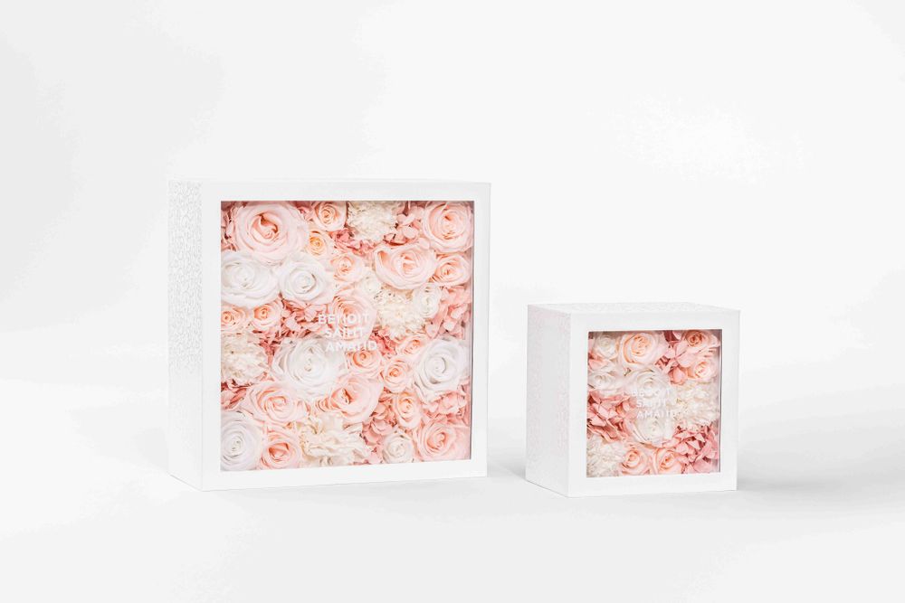 Floral decoration - The small garden - Sweet - white square box size L - BENOIT SAINT AMAND