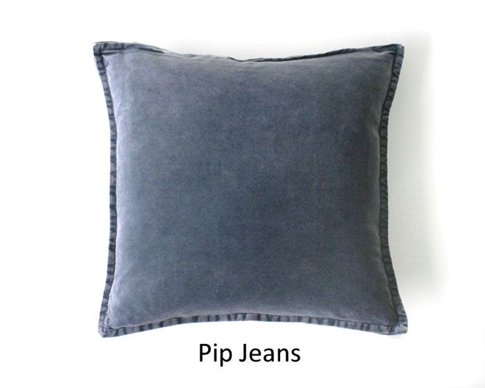 Fabric cushions - Pip Stonewashed Velvet Cushion Cover - BLUE series - ML FABRICS