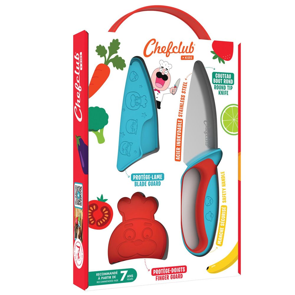 Knives - Chefclub Kids blue and red chef knife - SNACKING MEDIA / CHEFCLUB