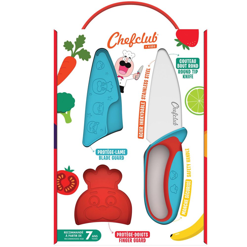 Knives - Chefclub Kids blue and red chef knife - SNACKING MEDIA / CHEFCLUB