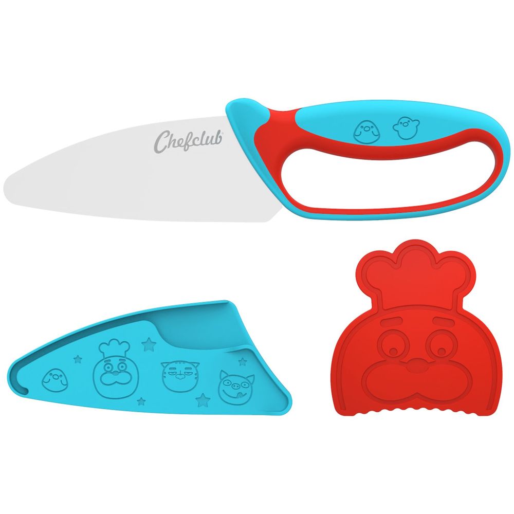 Knives - Chefclub Kids blue and red chef knife - SNACKING MEDIA / CHEFCLUB