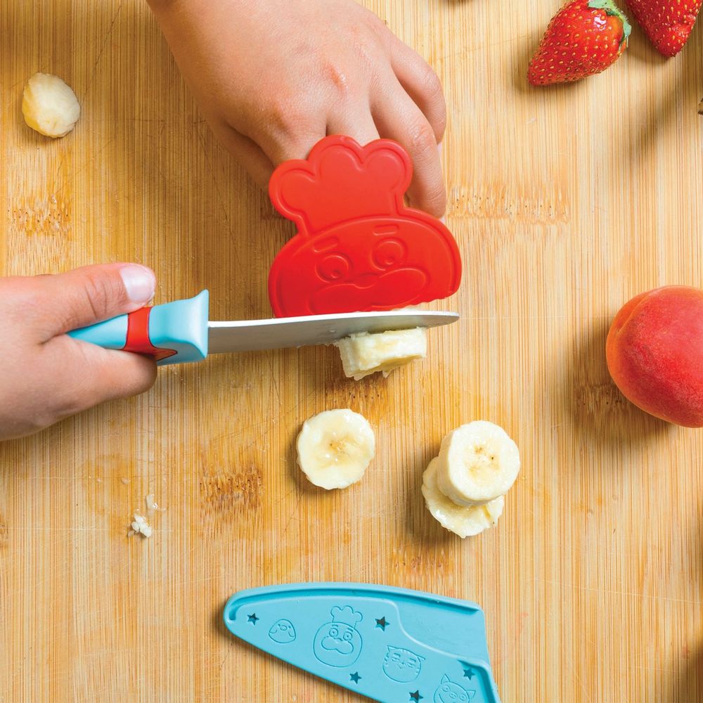 Knives - Chefclub Kids blue and red chef knife - SNACKING MEDIA / CHEFCLUB