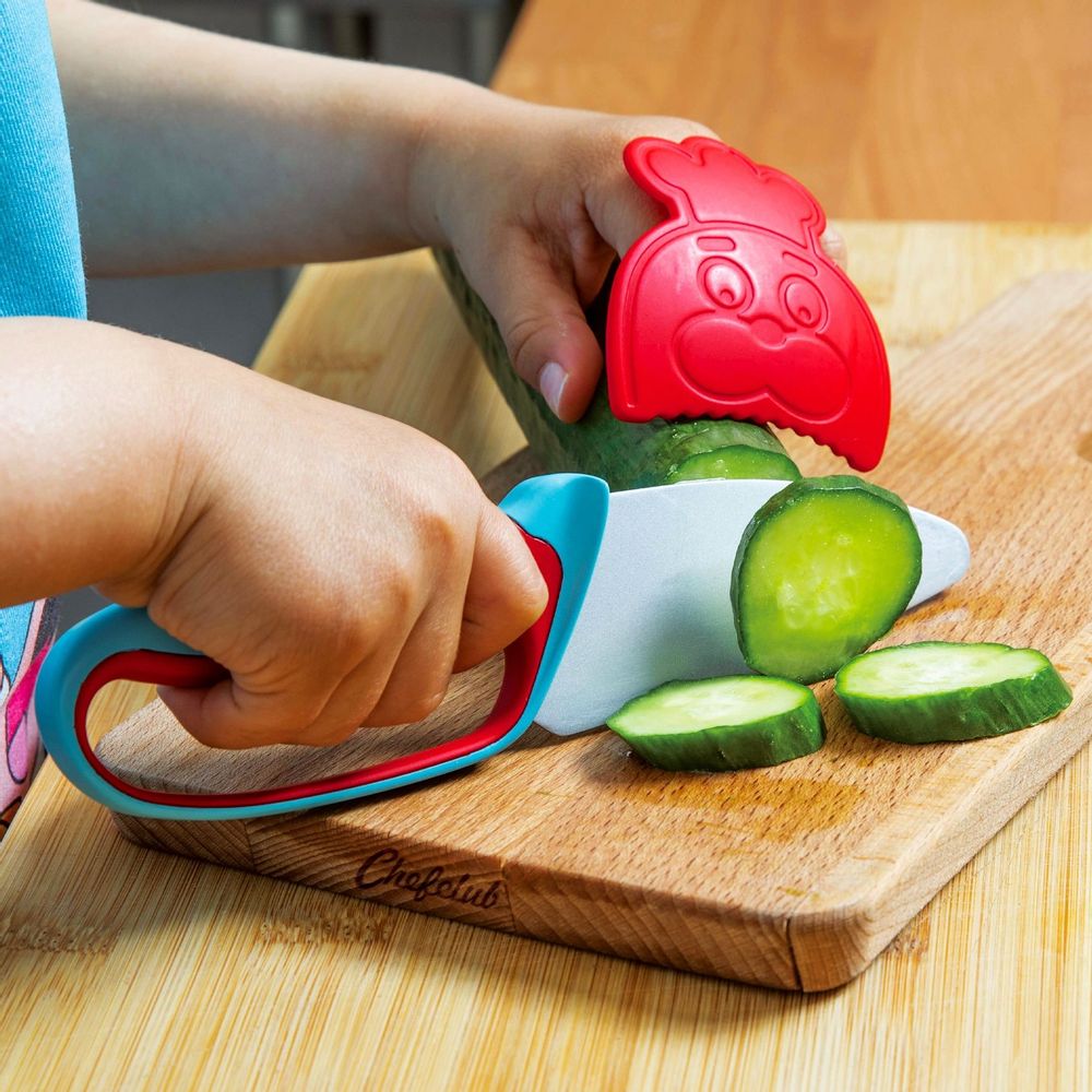 Knives - Chefclub Kids blue and red chef knife - SNACKING MEDIA / CHEFCLUB