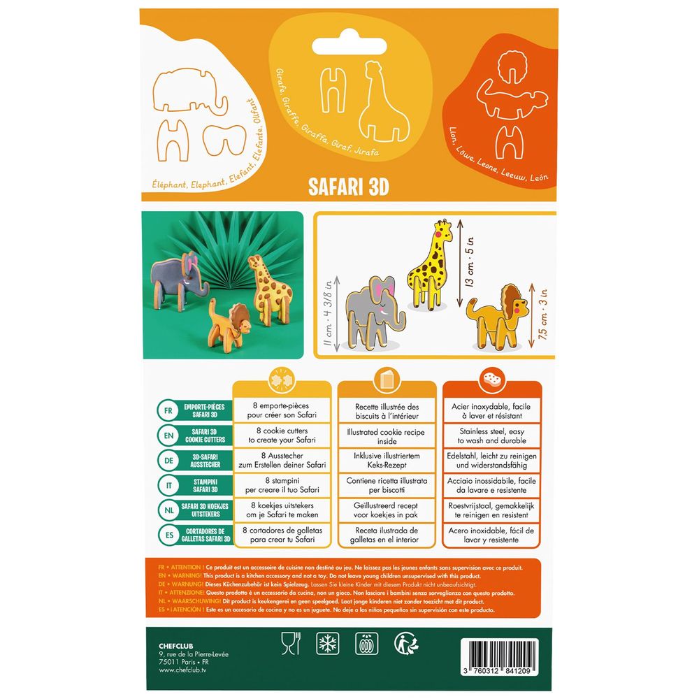 Loisirs créatifs pour enfant - Emporte-Pièces les Biscuits Safari 3D - SNACKING MEDIA / CHEFCLUB
