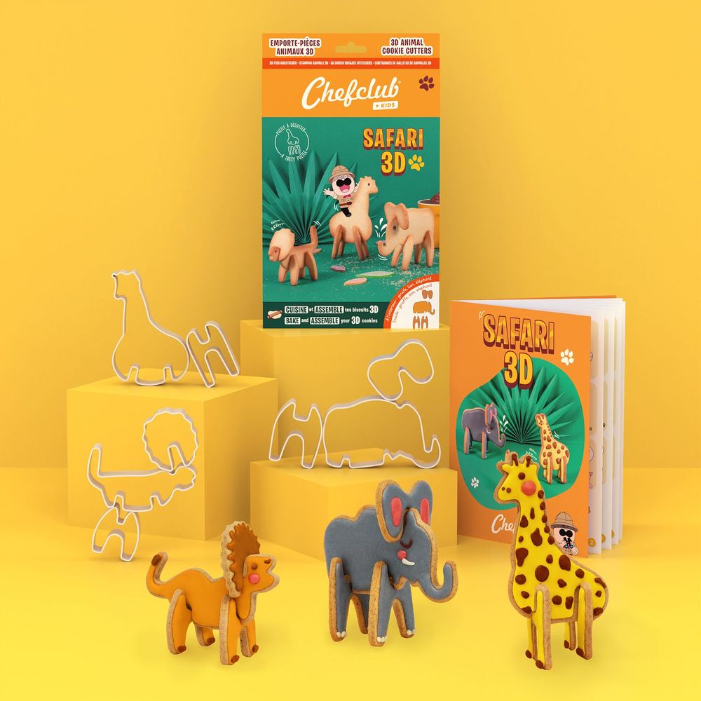 Loisirs créatifs pour enfant - Emporte-Pièces les Biscuits Safari 3D - SNACKING MEDIA / CHEFCLUB