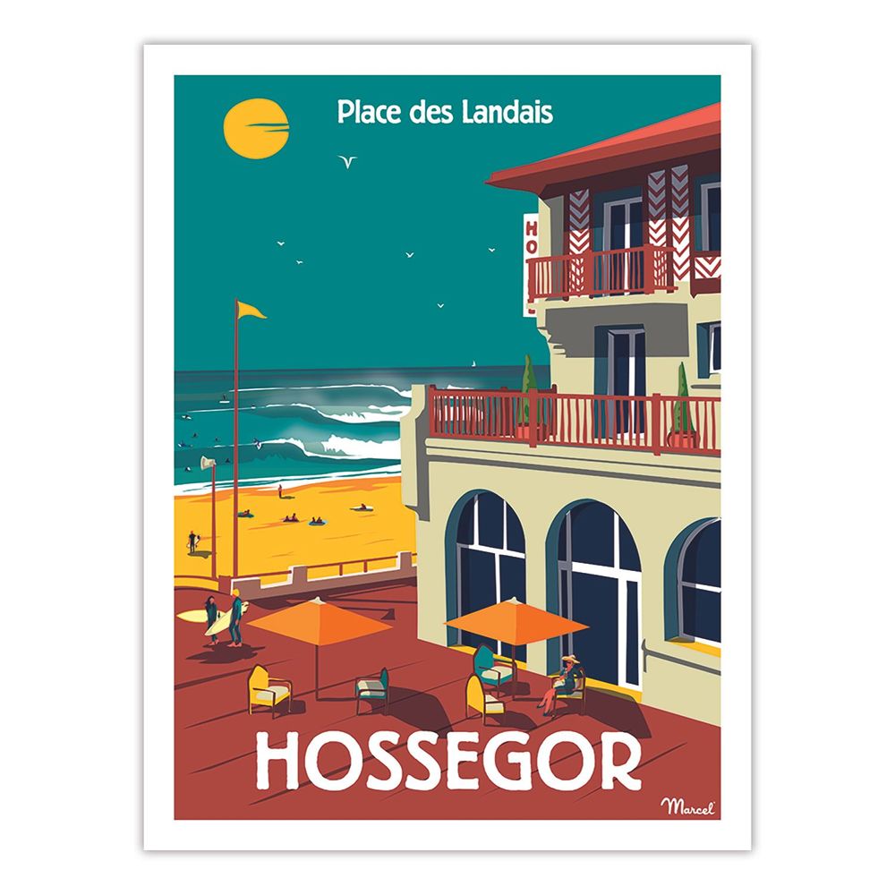 Poster - Poster HOSSEGOR Place des Landais - MARCEL TRAVELPOSTERS
