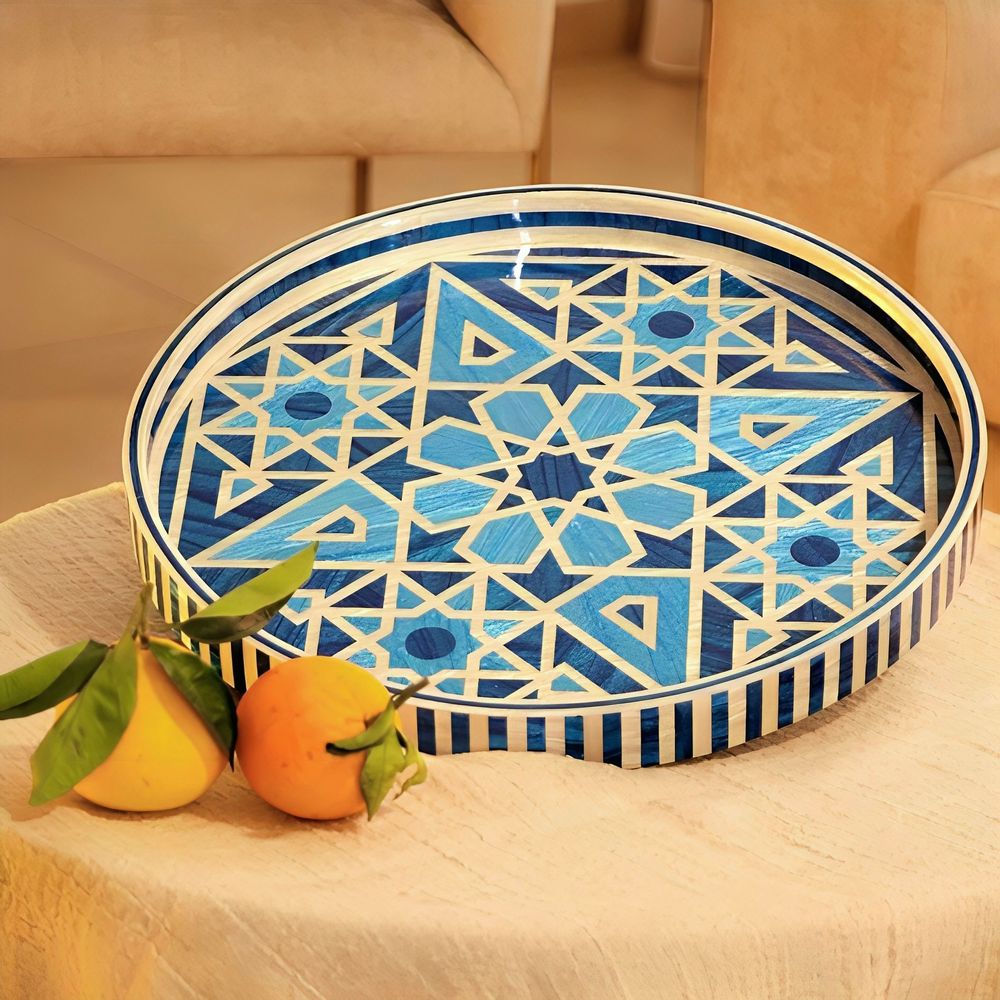 Trays - Medium Mother Pearl Round tray - HYA CONCEPT STORE