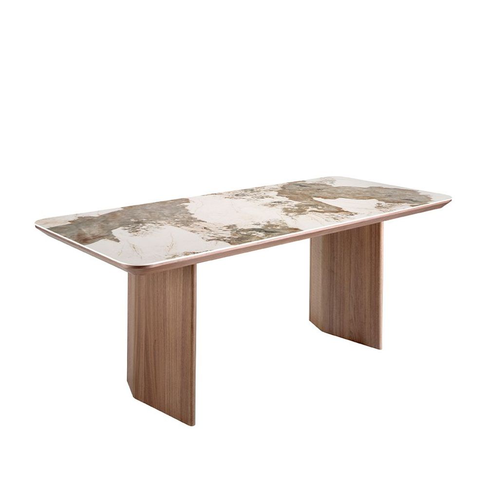 Dining Tables - Rectangular porcelain marble and walnut dining table - ANGEL CERDÁ