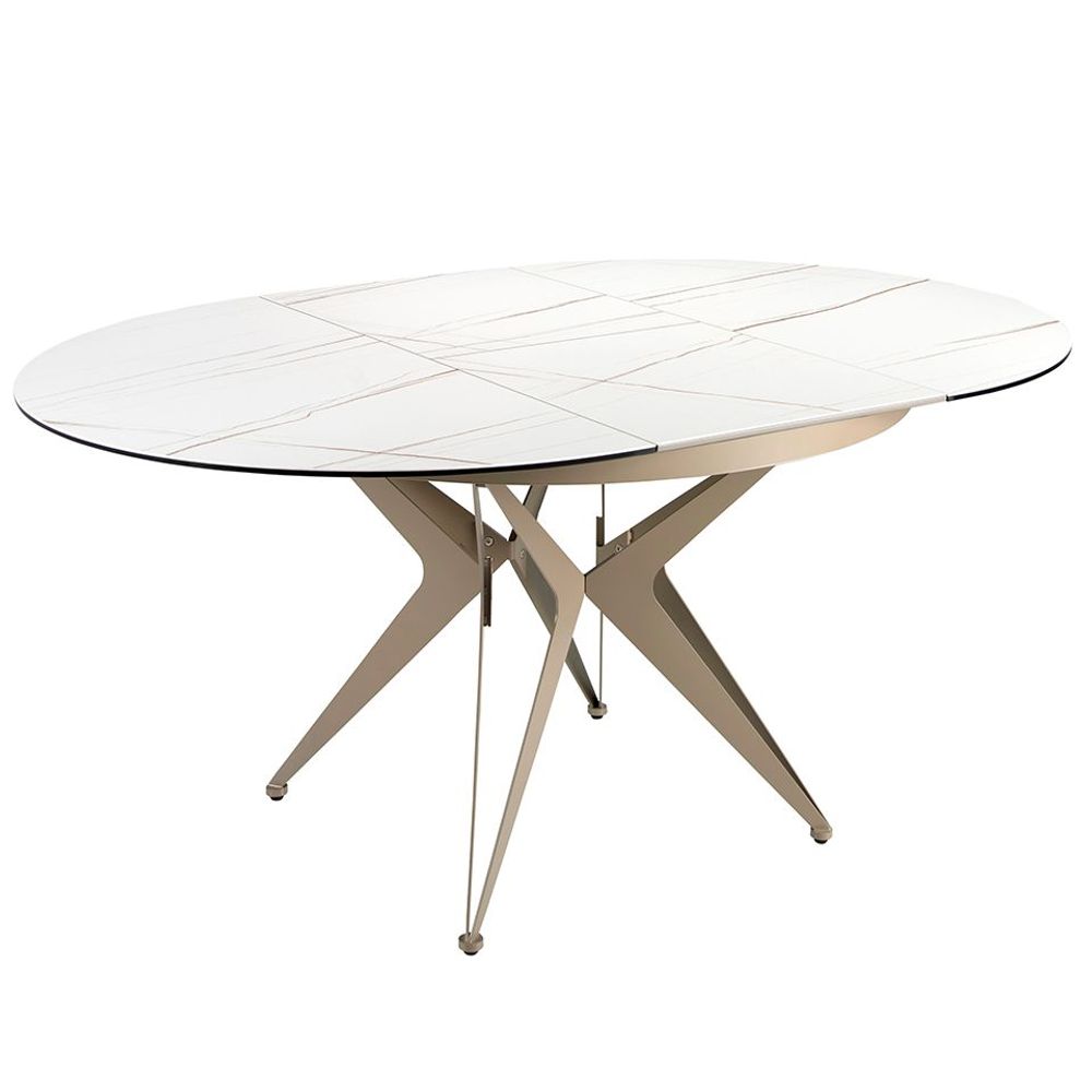 Dining Tables - Round porcelain marble and steel extending dining table - ANGEL CERDÁ