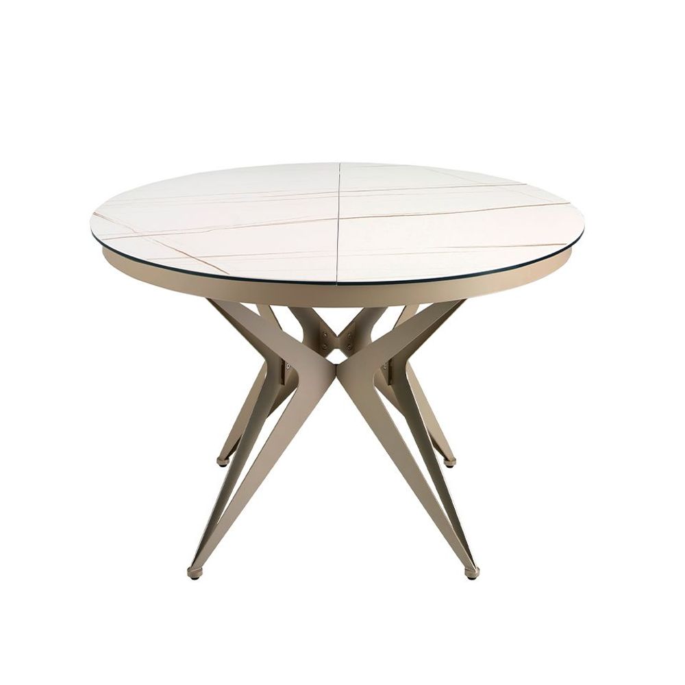 Dining Tables - Round porcelain marble and steel extending dining table - ANGEL CERDÁ