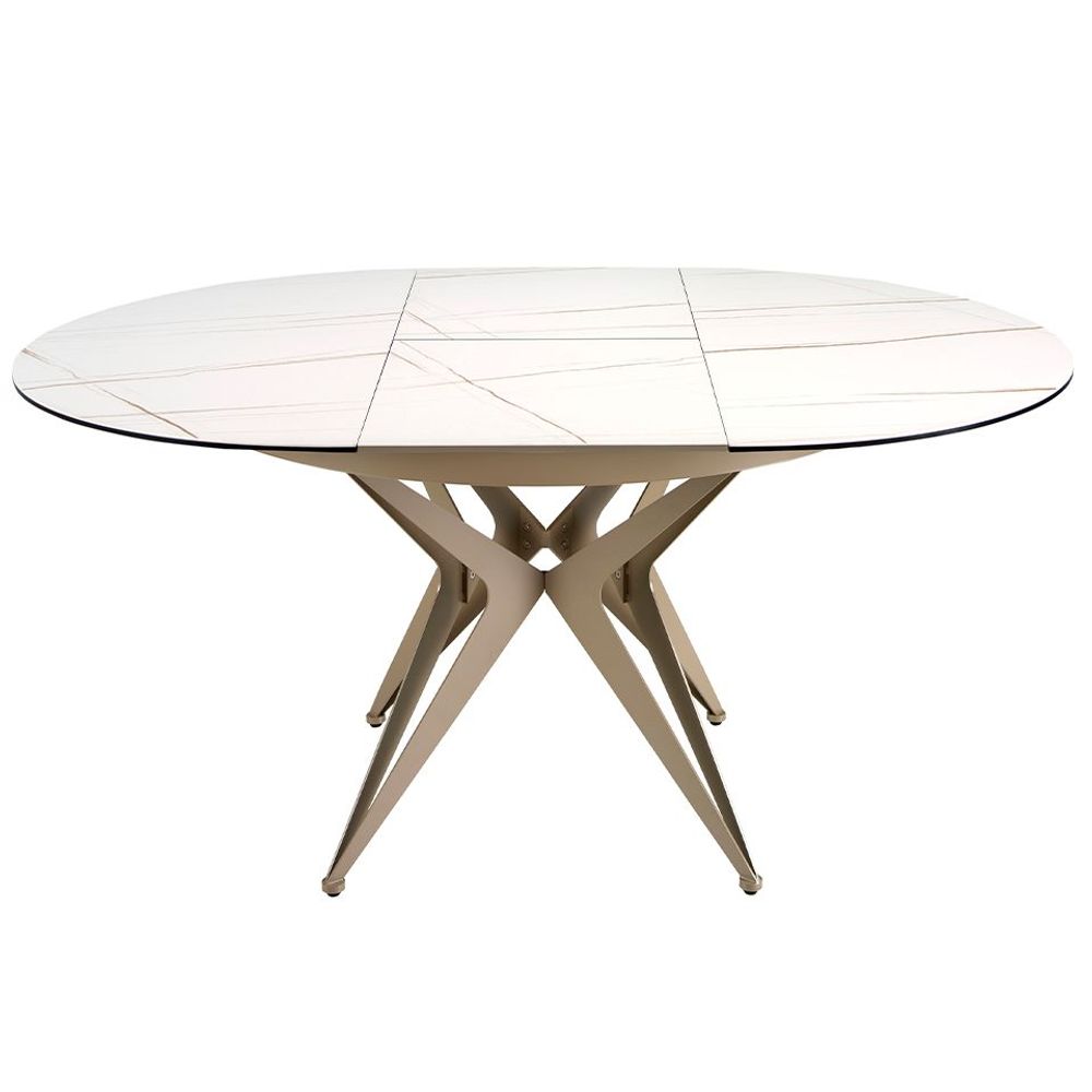 Dining Tables - Round porcelain marble and steel extending dining table - ANGEL CERDÁ