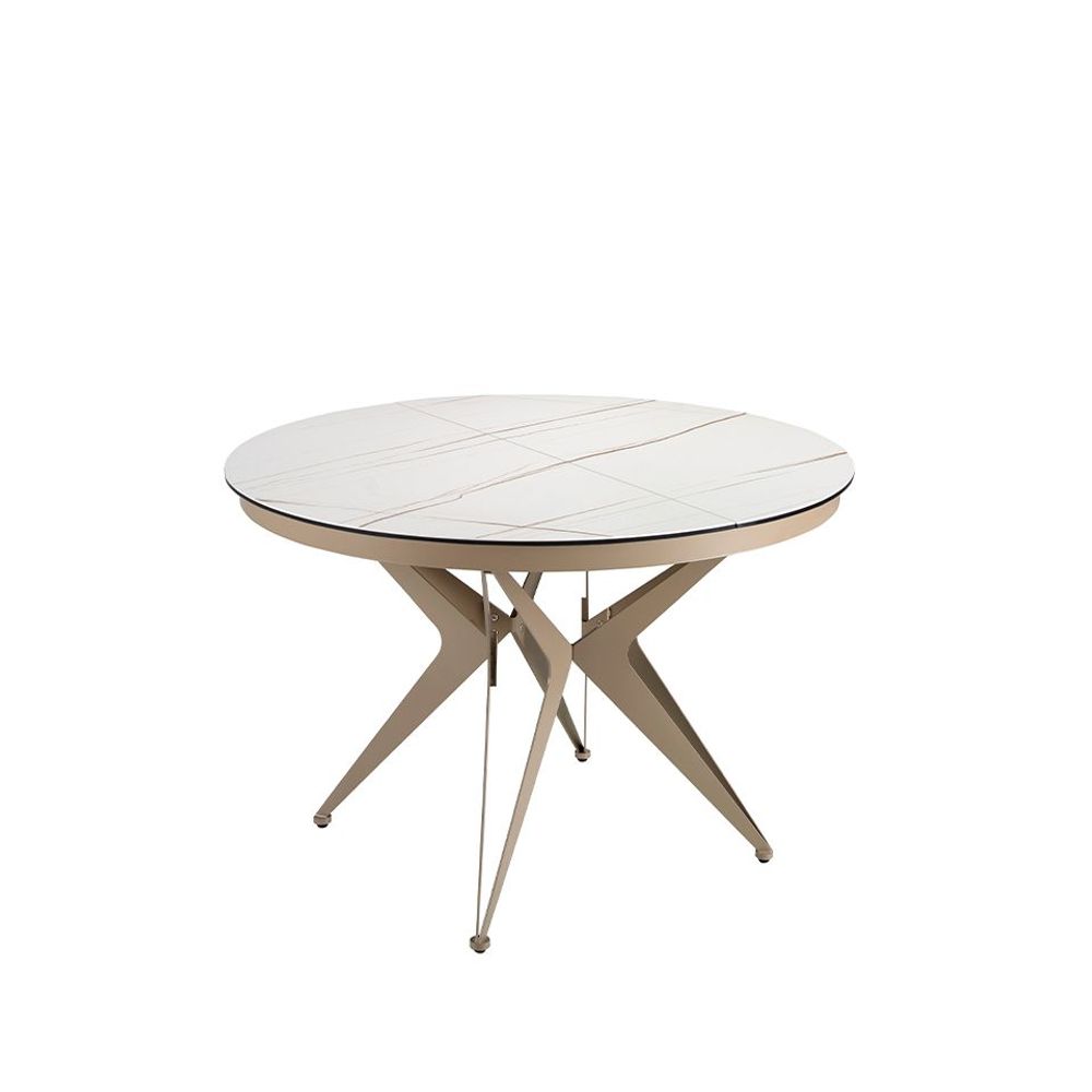 Dining Tables - Round porcelain marble and steel extending dining table - ANGEL CERDÁ