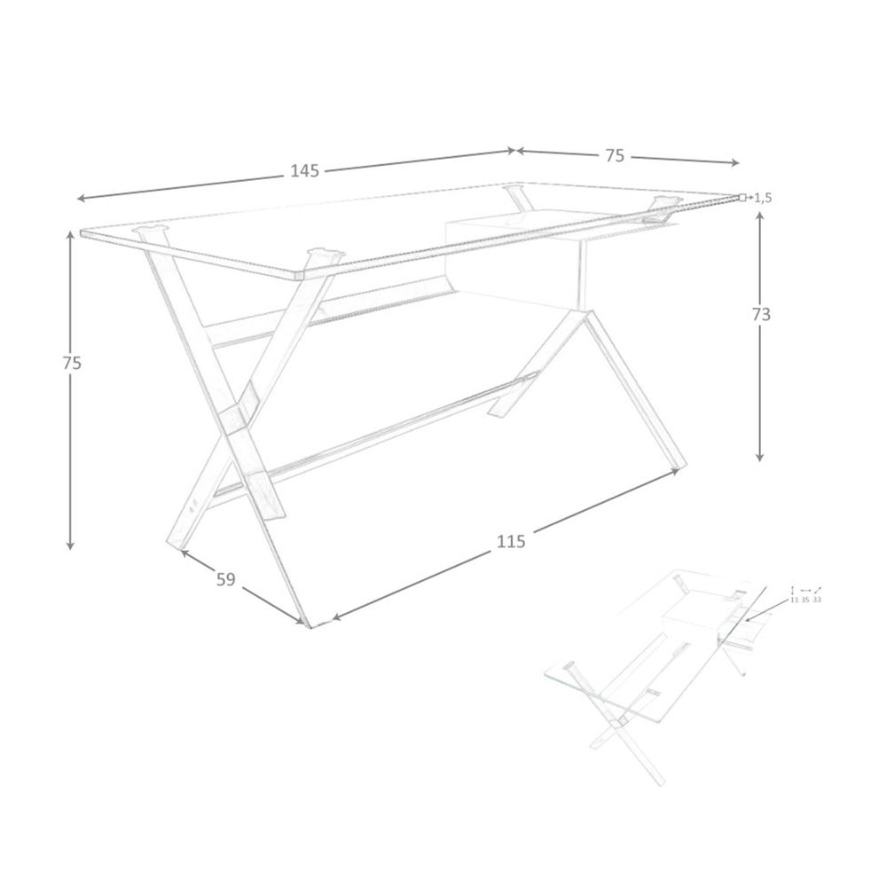 Desks - White wood and chrome-plated steel desk with tempered glass top - ANGEL CERDÁ