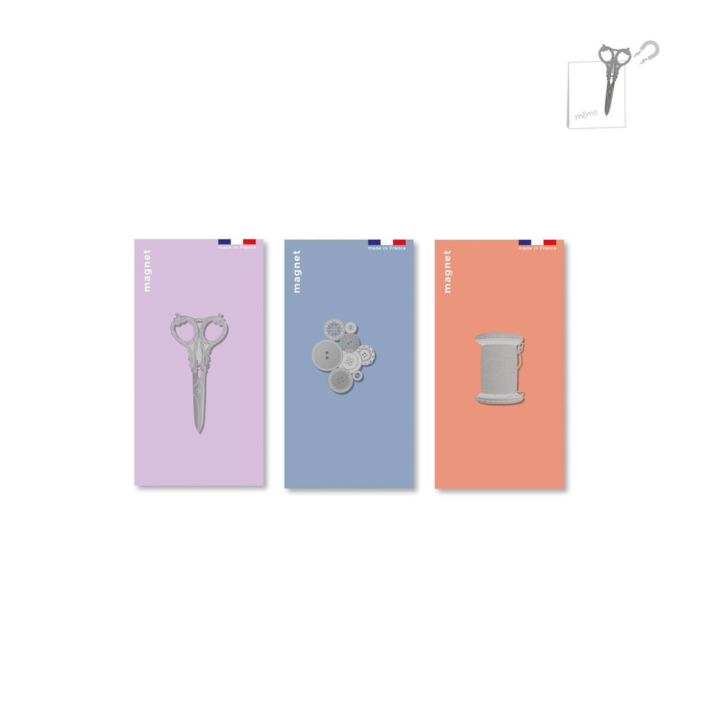 Cadeaux - Assortiment de 9 magnets en métal - mercerie - TOUT SIMPLEMENT,
