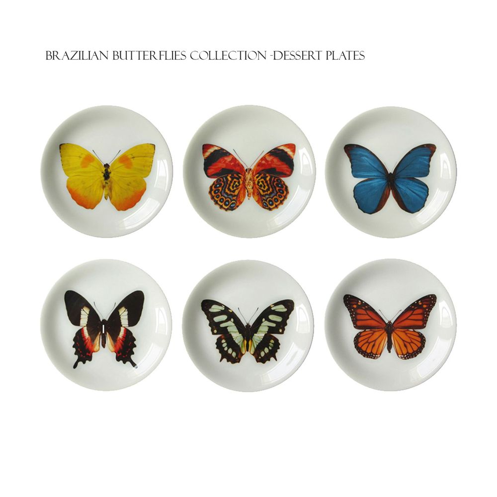 Platter and bowls - Set of 6 dessert plates with different prints. - STUDIO CRIS AZEVEDO