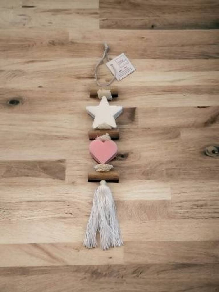 Decorative objects - Braid 1 white star 1 pink heart - FABRIQUE LOMAELLE