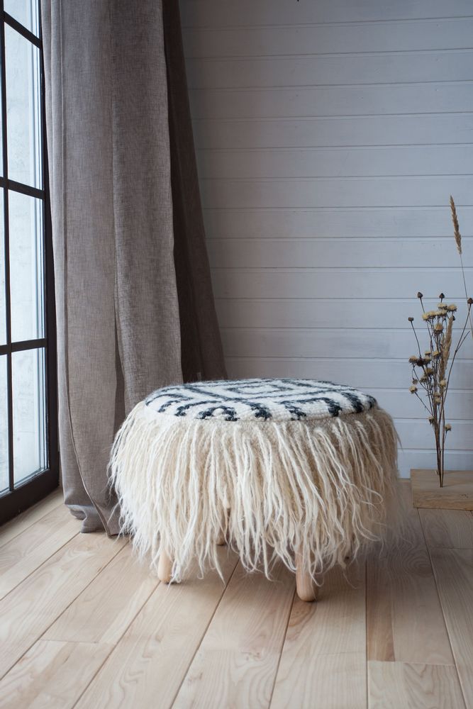 Chaises pour collectivités - Pouf Mapico BW - GALERIE SANA MOREAU