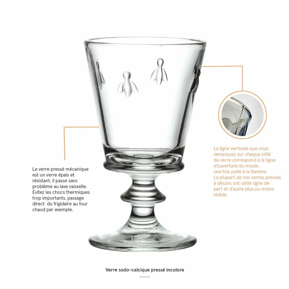 Wine accessories - Lot de 6 verres à vin ABEILLE - LA ROCHÈRE