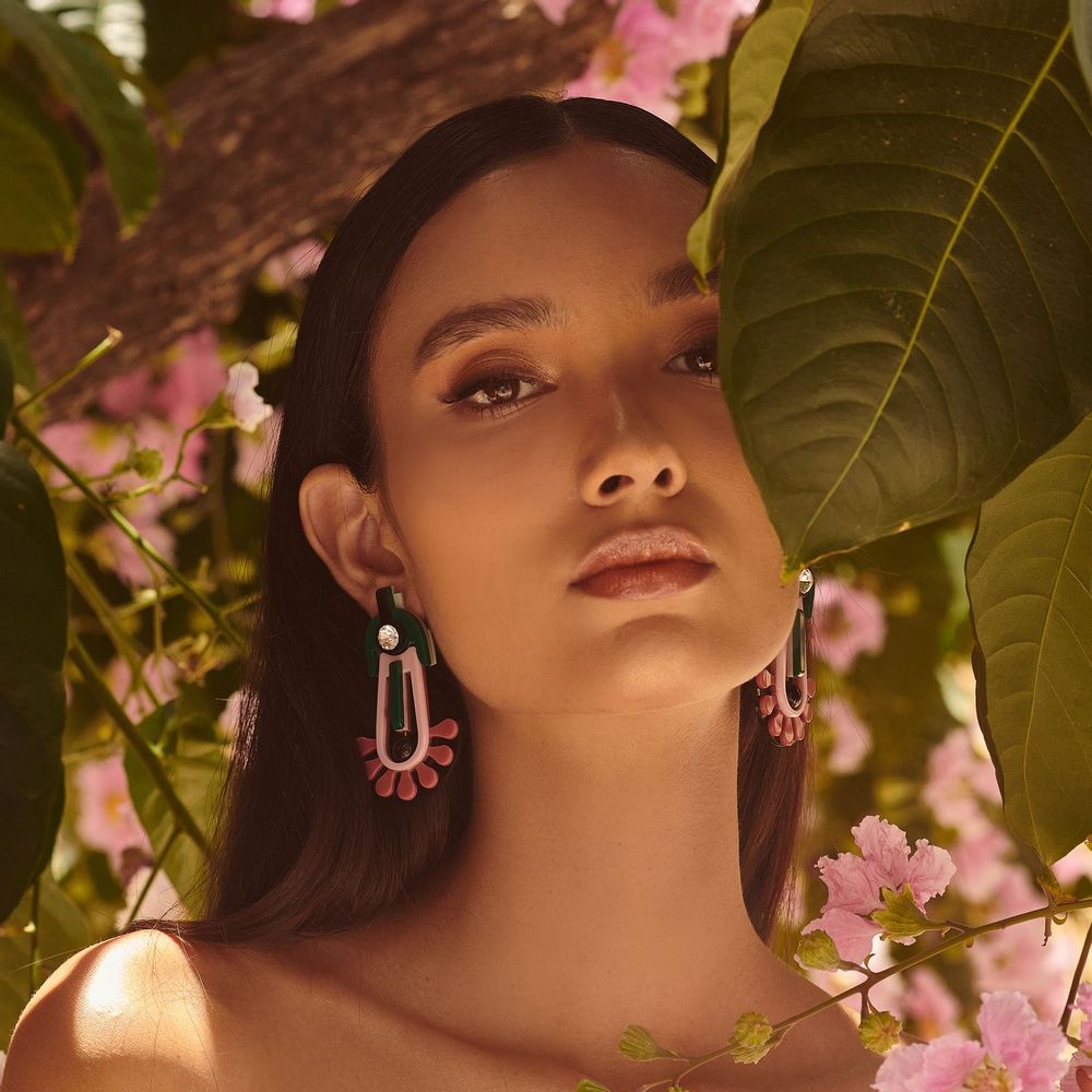 Bijoux - Boucle d'oreille Pissenlit Rose Sèche - GISSA BICALHO