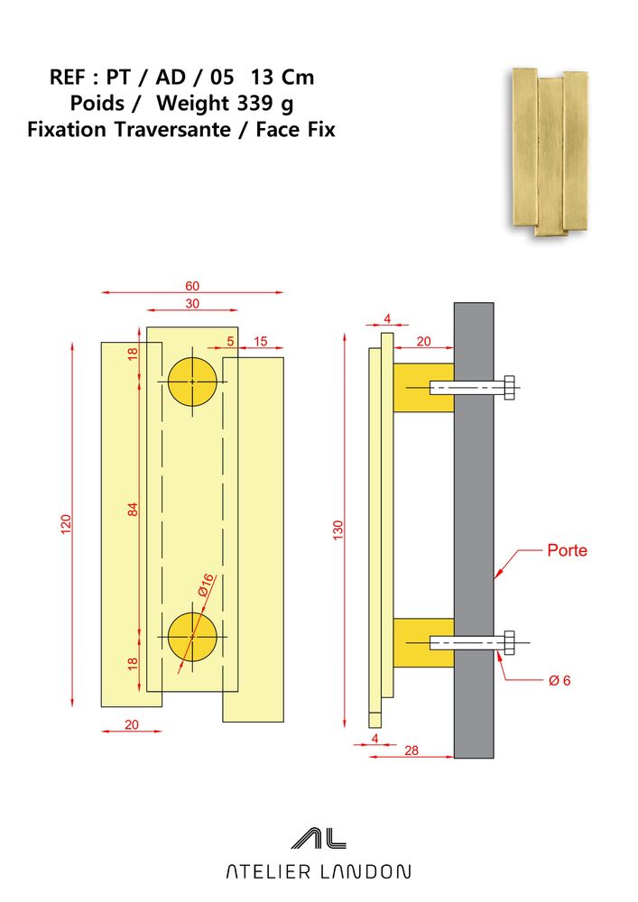 Doorknobs - Pull handle  PT/AD/05 - ATELIER LANDON