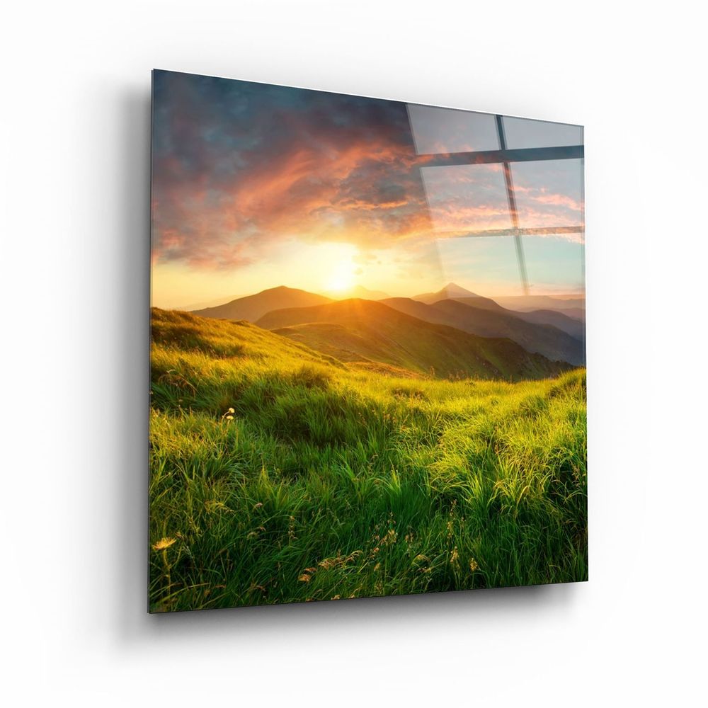 Other wall decoration - ・"Sunset Mountain"・Glass Wall Art | Artdesigna Glass Printing Wall Arts. - ARTDESIGNA