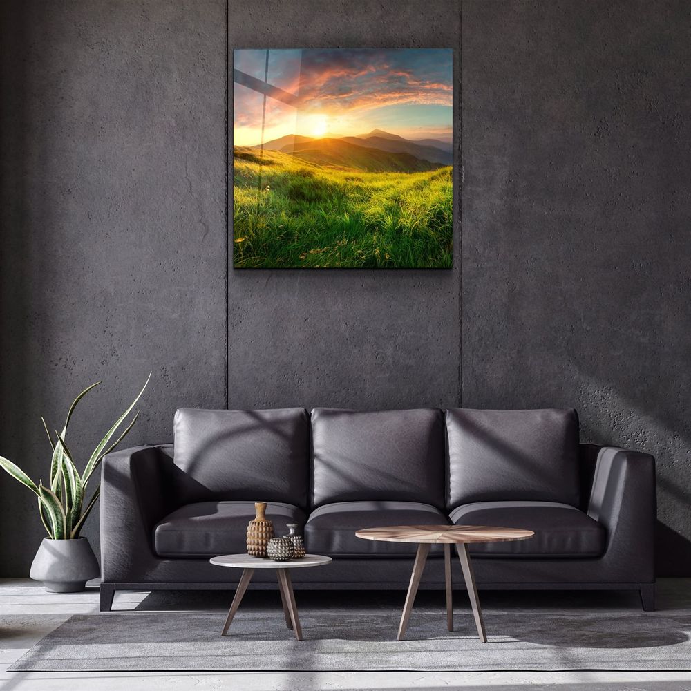 Other wall decoration - ・"Sunset Mountain"・Glass Wall Art | Artdesigna Glass Printing Wall Arts. - ARTDESIGNA
