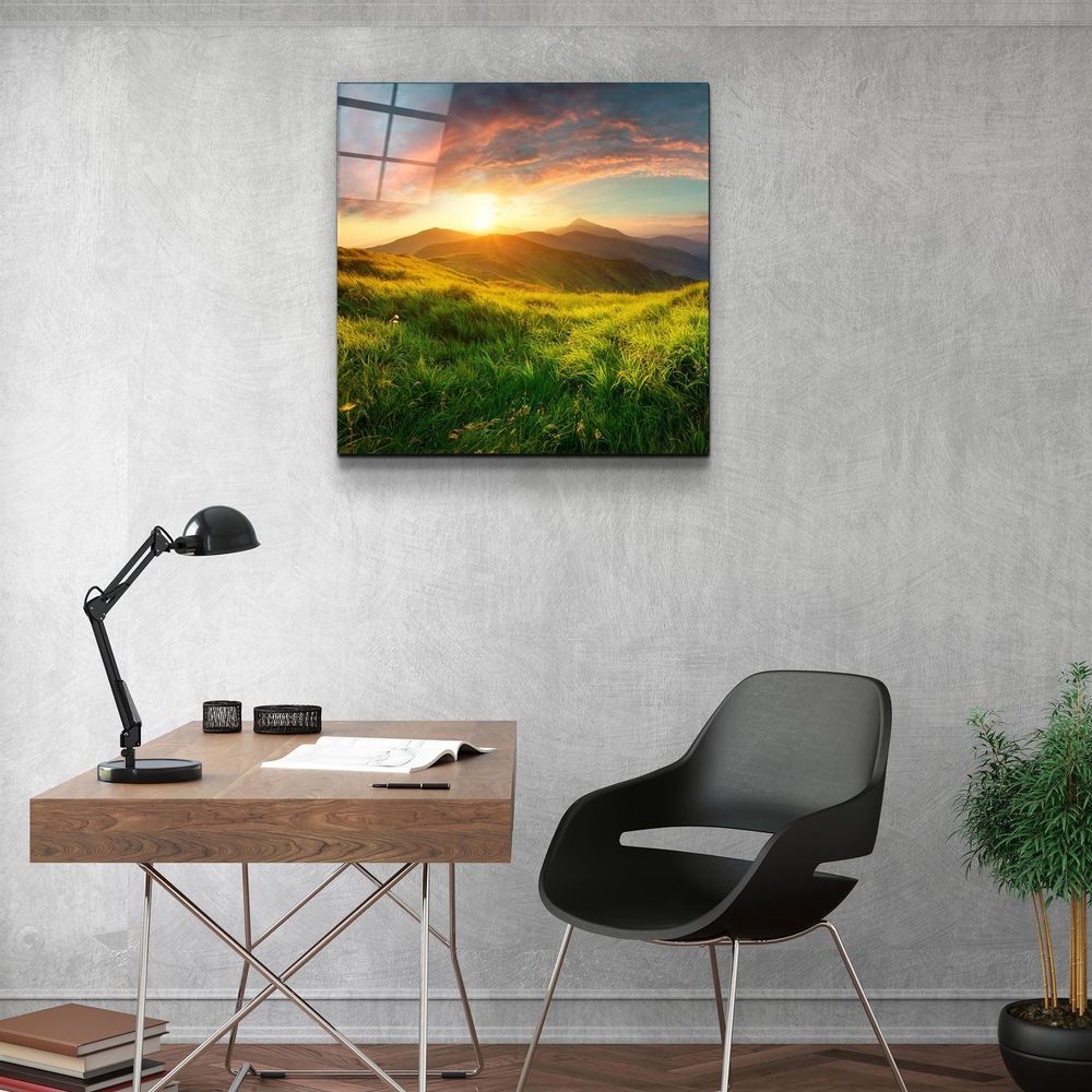 Other wall decoration - ・"Sunset Mountain"・Glass Wall Art | Artdesigna Glass Printing Wall Arts. - ARTDESIGNA