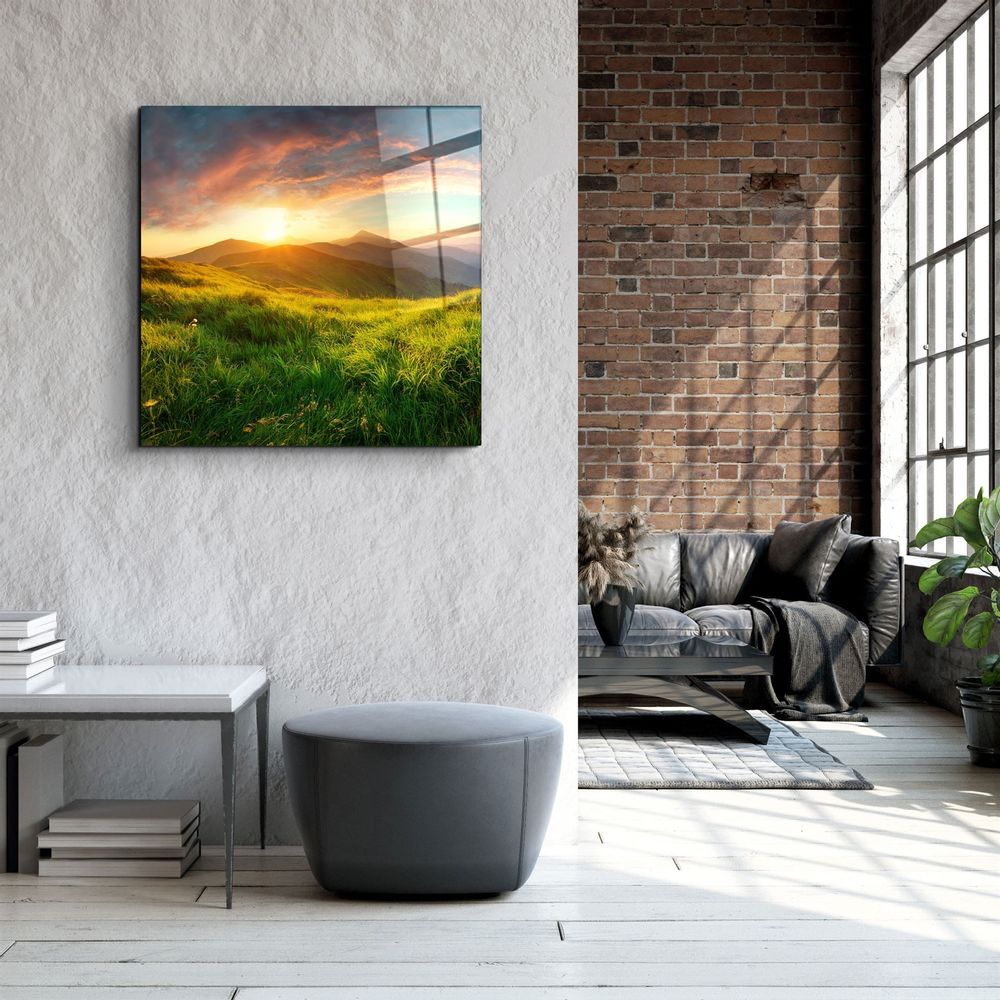 Other wall decoration - ・"Sunset Mountain"・Glass Wall Art | Artdesigna Glass Printing Wall Arts. - ARTDESIGNA