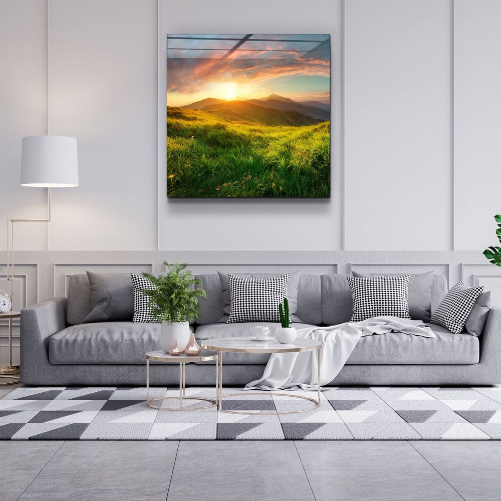 Other wall decoration - ・"Sunset Mountain"・Glass Wall Art | Artdesigna Glass Printing Wall Arts. - ARTDESIGNA