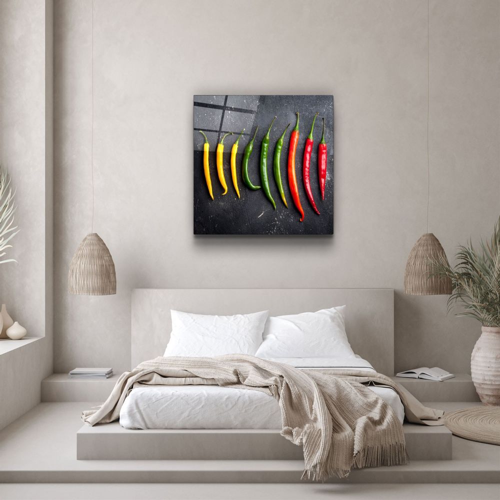 Autres décorations murales - ・"Colorful Peppers"・Glass Wall Art | Artdesigna Glass Printing Wall Arts. - ARTDESIGNA