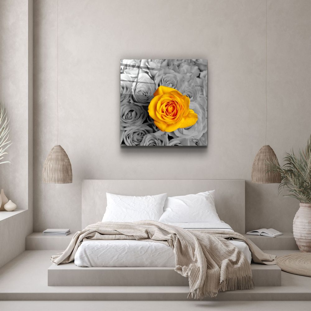 Other wall decoration - ・"Yellow Rose"・Glass Wall Art | Artdesigna Glass Printing Wall Arts. - ARTDESIGNA