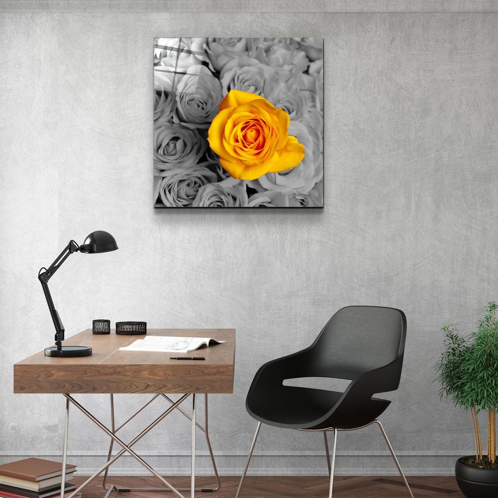 Other wall decoration - ・"Yellow Rose"・Glass Wall Art | Artdesigna Glass Printing Wall Arts. - ARTDESIGNA