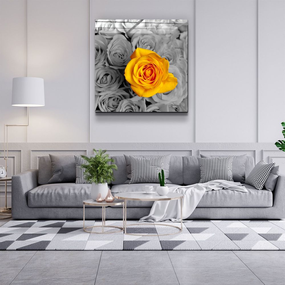 Other wall decoration - ・"Yellow Rose"・Glass Wall Art | Artdesigna Glass Printing Wall Arts. - ARTDESIGNA