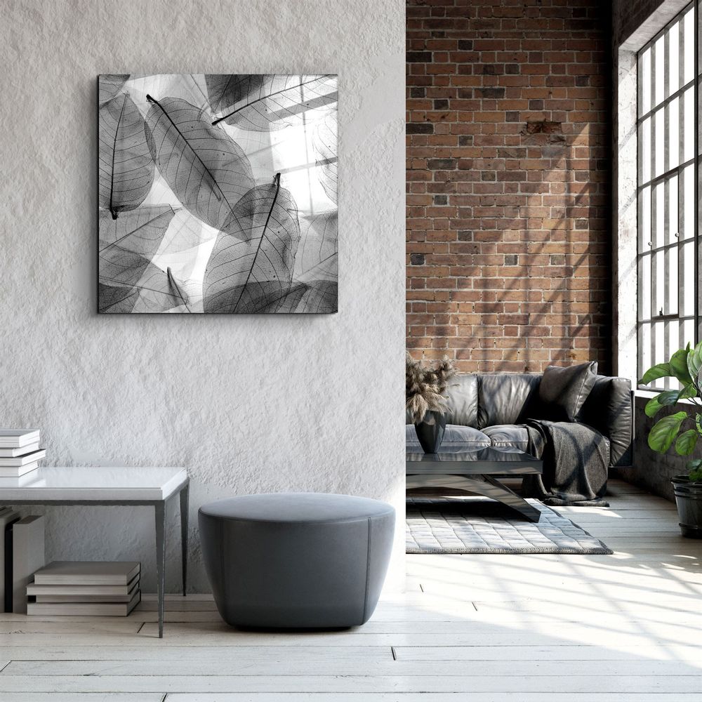 Autres décorations murales - ・"Black and White Leaves"・Glass Wall Art | Artdesigna Glass Printing Wall Arts. - ARTDESIGNA