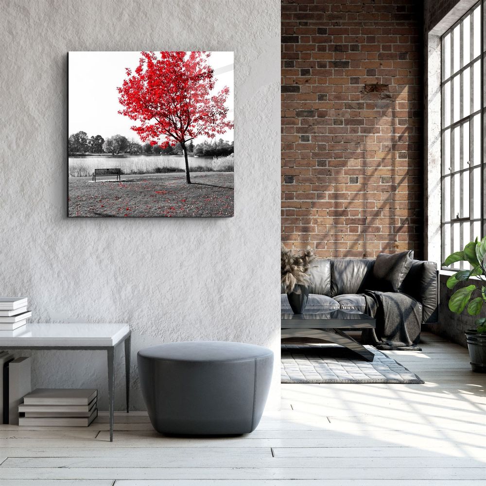 Autres décorations murales - ・"Red Tree"・Glass Wall Art | Artdesigna Glass Printing Wall Arts. - ARTDESIGNA