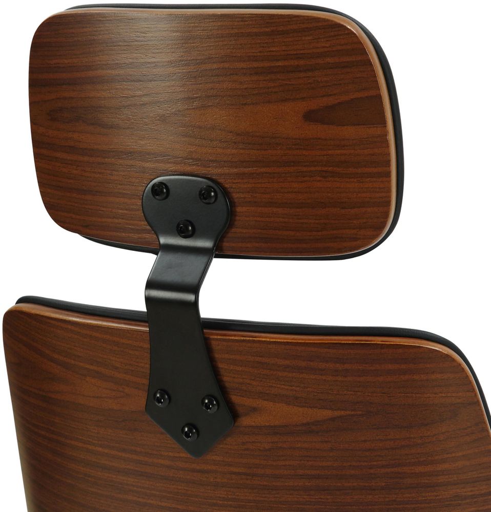 Armchairs - Lugo Office Chair - Walnut and Black Leather - VIBORR