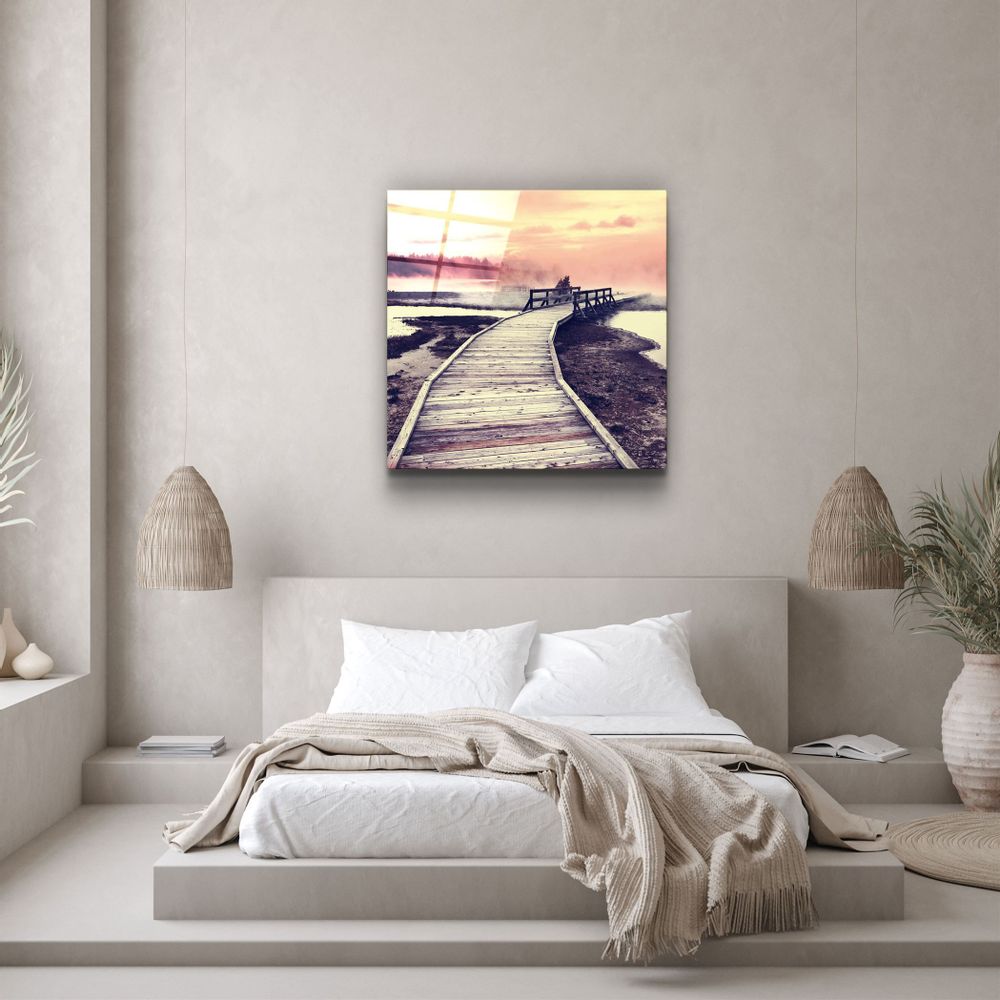 Autres décorations murales - ・"Mountain River Landscape"・Glass Wall Art | Artdesigna Glass Printing Wall Arts. - ARTDESIGNA