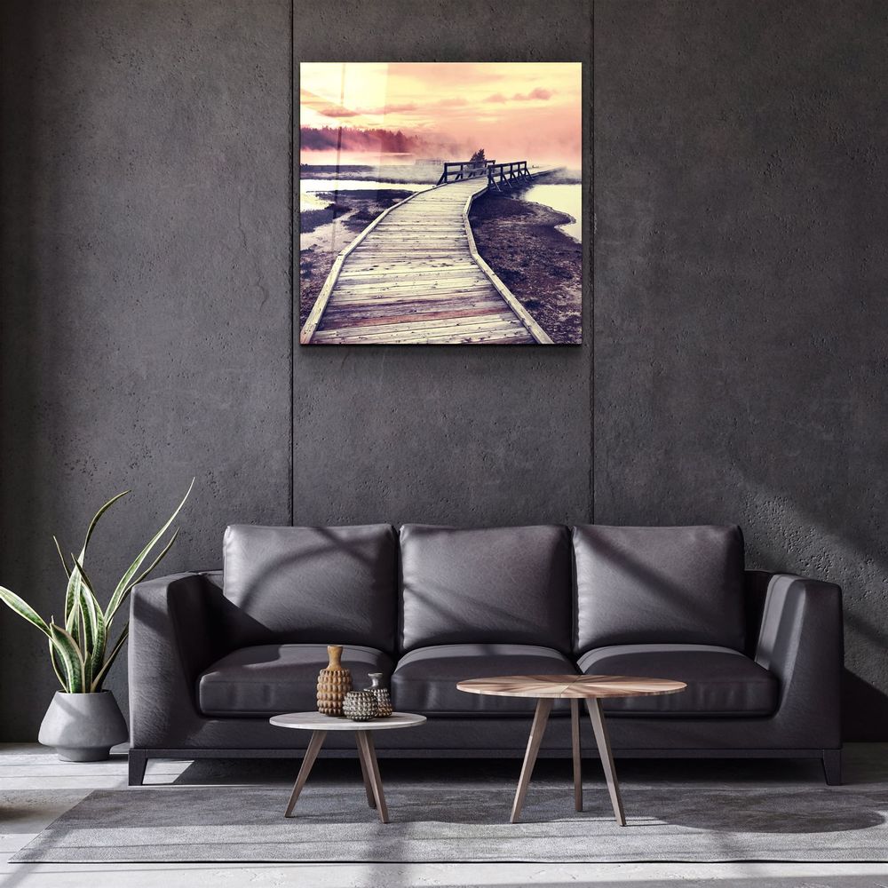 Autres décorations murales - ・"Mountain River Landscape"・Glass Wall Art | Artdesigna Glass Printing Wall Arts. - ARTDESIGNA