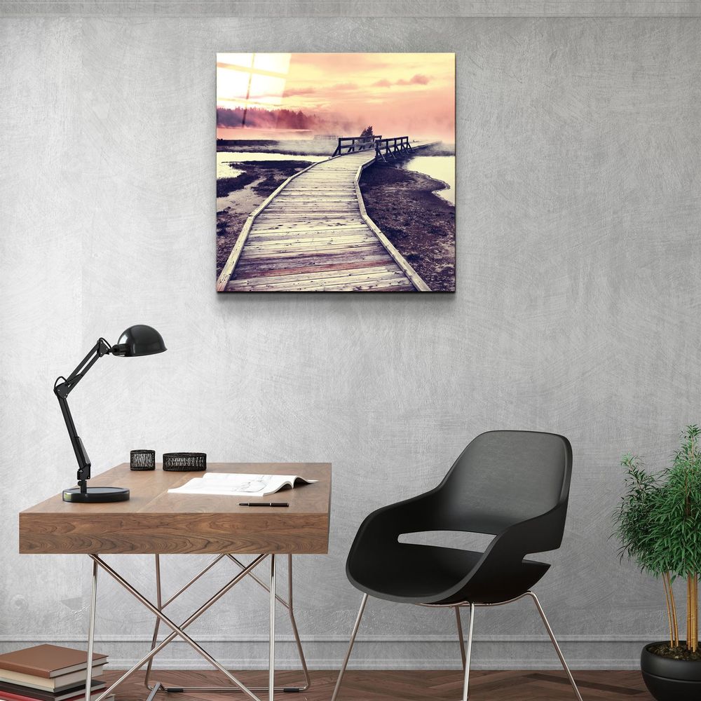 Autres décorations murales - ・"Mountain River Landscape"・Glass Wall Art | Artdesigna Glass Printing Wall Arts. - ARTDESIGNA
