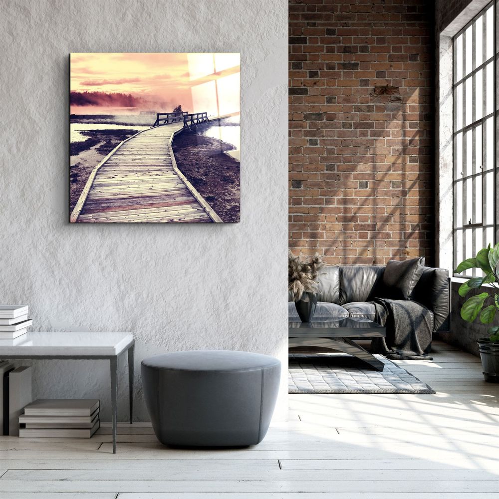 Autres décorations murales - ・"Mountain River Landscape"・Glass Wall Art | Artdesigna Glass Printing Wall Arts. - ARTDESIGNA