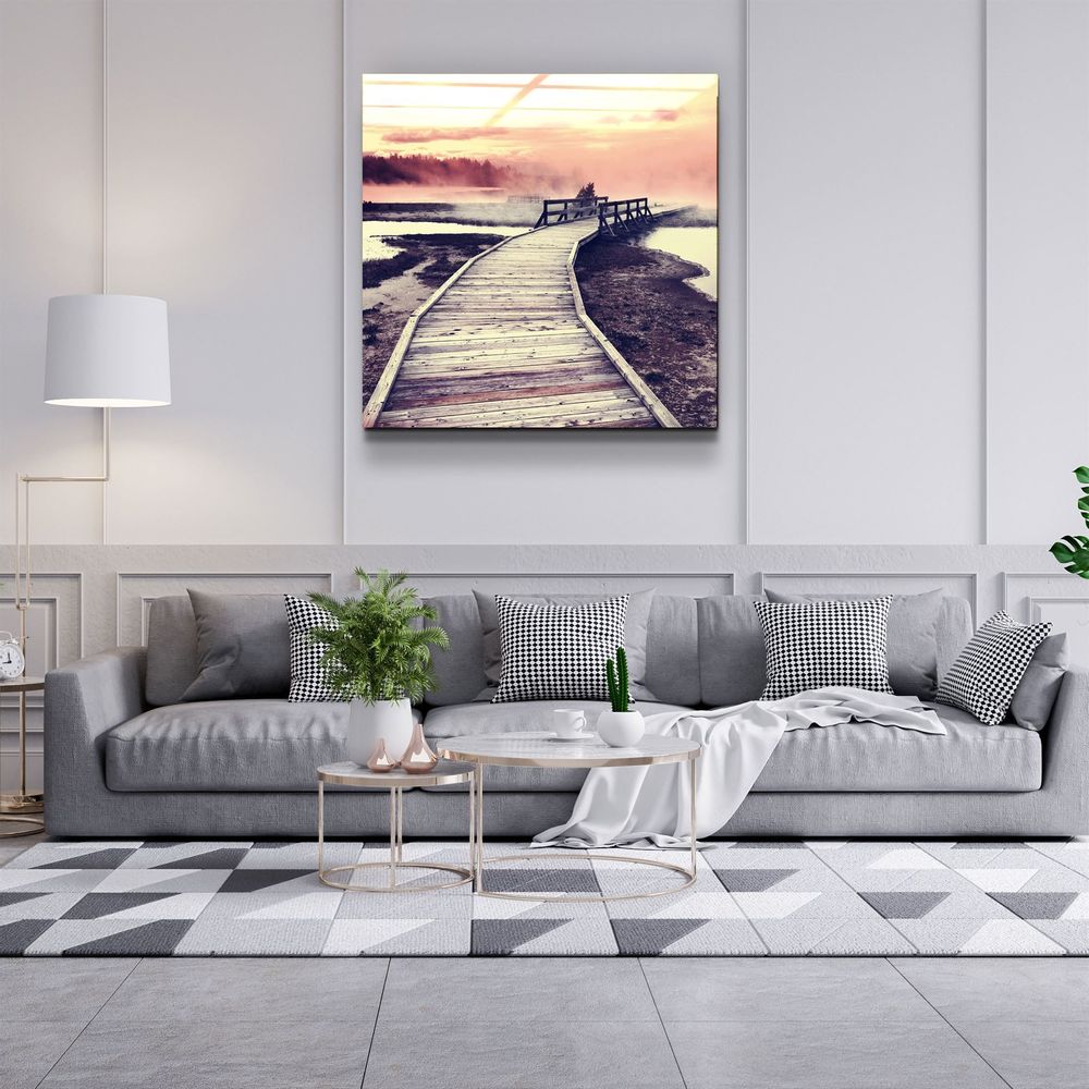 Autres décorations murales - ・"Mountain River Landscape"・Glass Wall Art | Artdesigna Glass Printing Wall Arts. - ARTDESIGNA