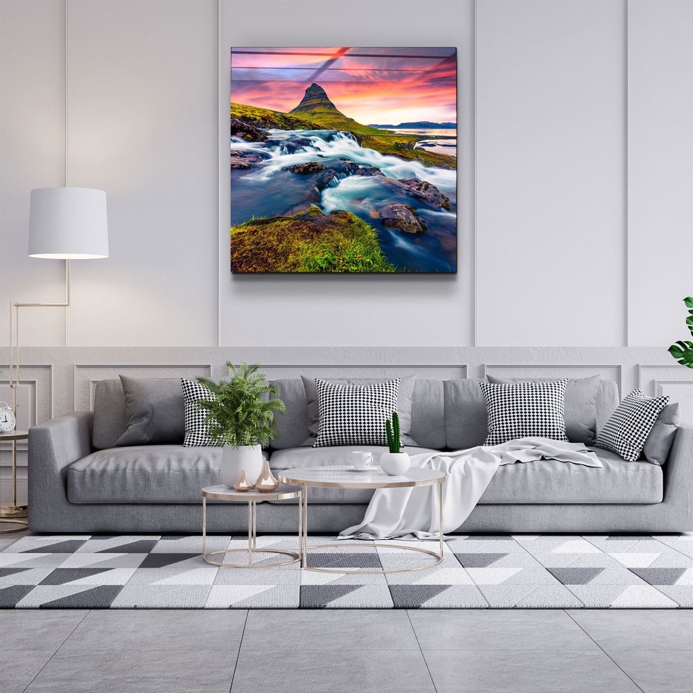 Autres décorations murales - ・"Lake and Mountain Landscape"・Glass Wall Art | Artdesigna Glass Printing Wall Arts. - ARTDESIGNA