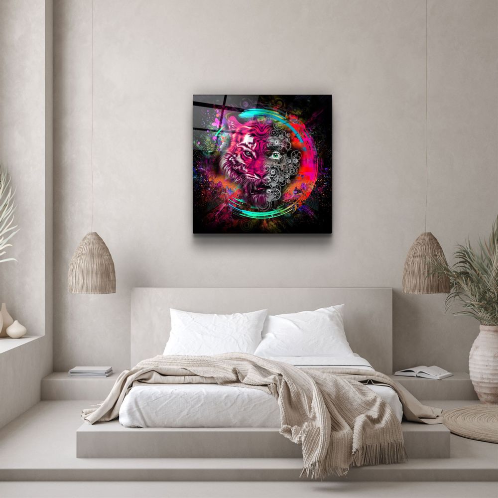 Autres décorations murales - ・"Abstract Tiger"・Glass Wall Art | Artdesigna Glass Printing Wall Arts. - ARTDESIGNA