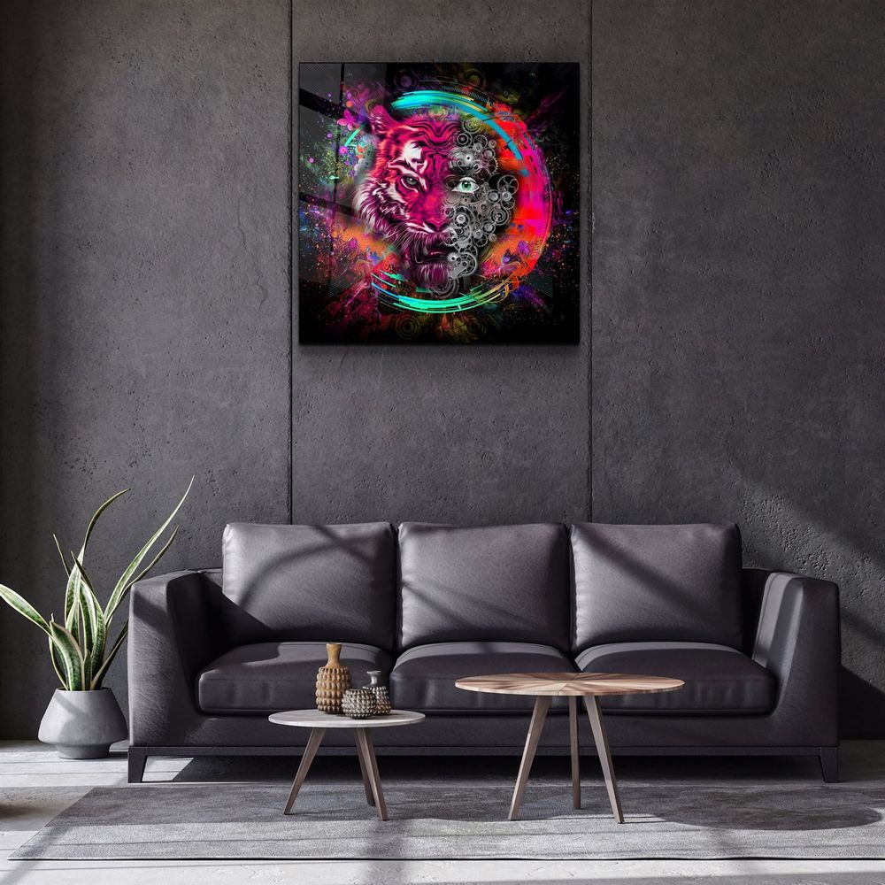 Autres décorations murales - ・"Abstract Tiger"・Glass Wall Art | Artdesigna Glass Printing Wall Arts. - ARTDESIGNA
