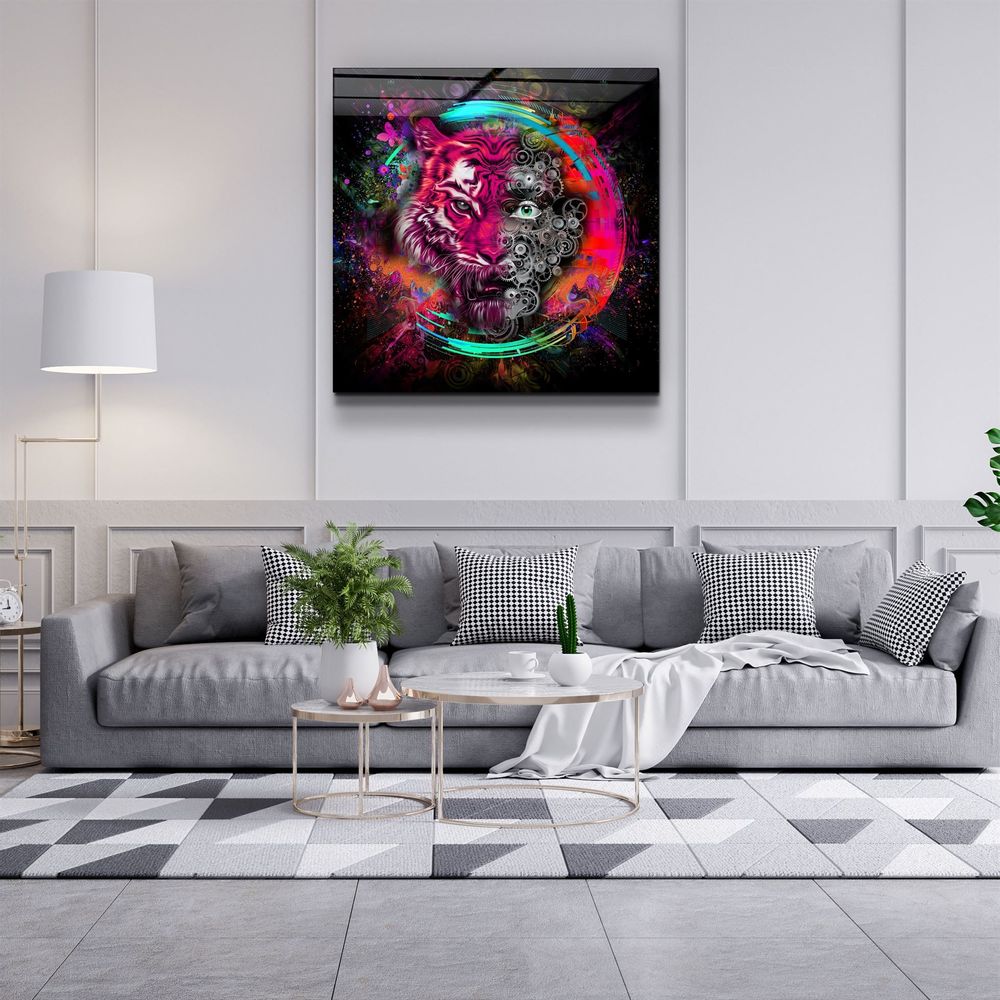 Autres décorations murales - ・"Abstract Tiger"・Glass Wall Art | Artdesigna Glass Printing Wall Arts. - ARTDESIGNA