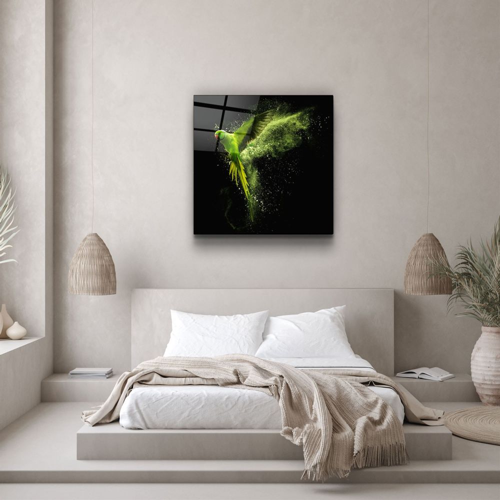 Other wall decoration - ・"Green Parrot"・Glass Wall Art | Artdesigna Glass Printing Wall Arts. - ARTDESIGNA