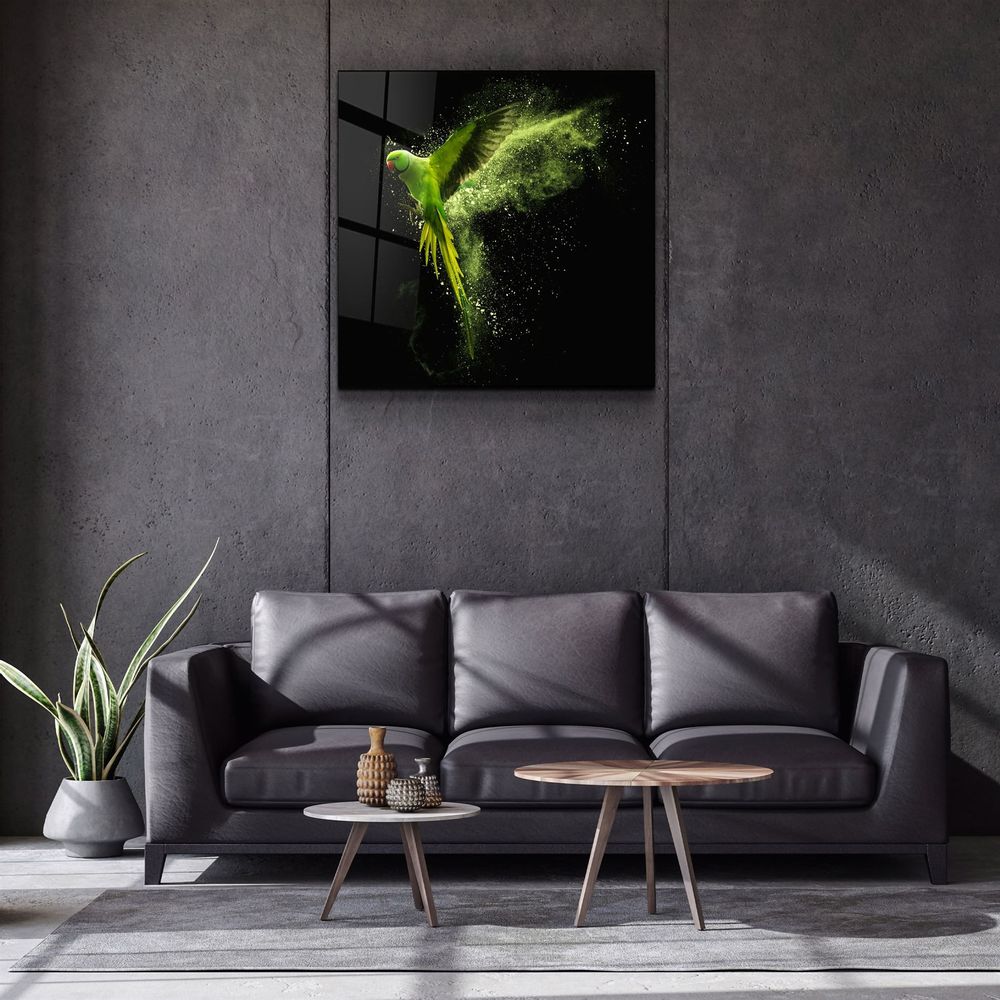 Other wall decoration - ・"Green Parrot"・Glass Wall Art | Artdesigna Glass Printing Wall Arts. - ARTDESIGNA