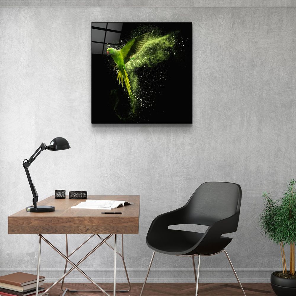 Other wall decoration - ・"Green Parrot"・Glass Wall Art | Artdesigna Glass Printing Wall Arts. - ARTDESIGNA