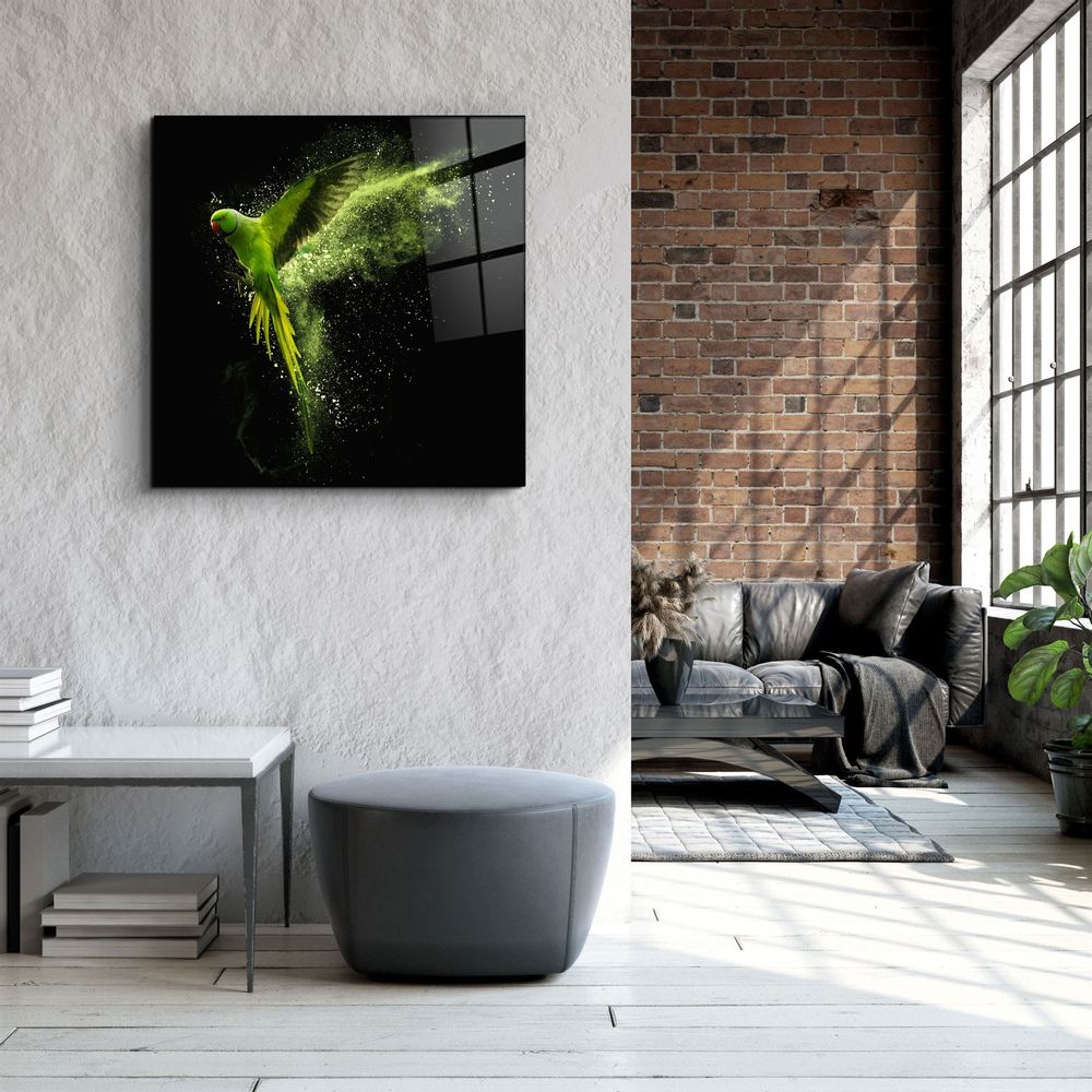 Other wall decoration - ・"Green Parrot"・Glass Wall Art | Artdesigna Glass Printing Wall Arts. - ARTDESIGNA