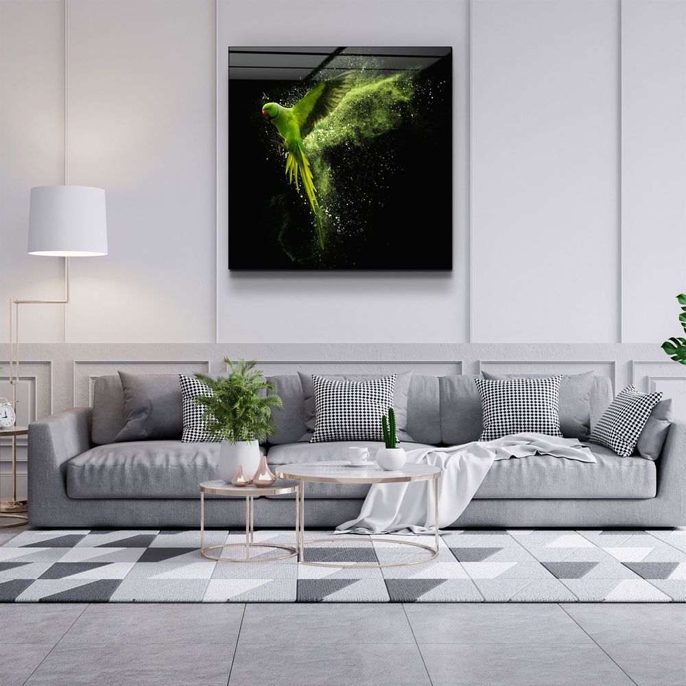 Other wall decoration - ・"Green Parrot"・Glass Wall Art | Artdesigna Glass Printing Wall Arts. - ARTDESIGNA